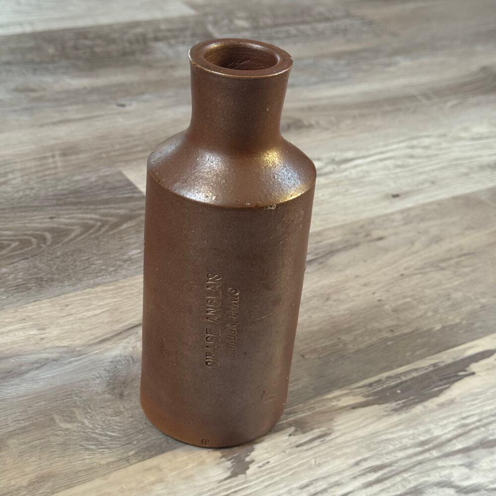 Vintage Antique Garage Anglais Stoneware Advertising Bottle London Paris 8" - Picture 3 of 7
